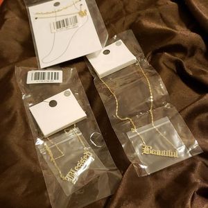 4  pcs New with tags forever 21 necklaces and ankle braclets( 4 pcs total)